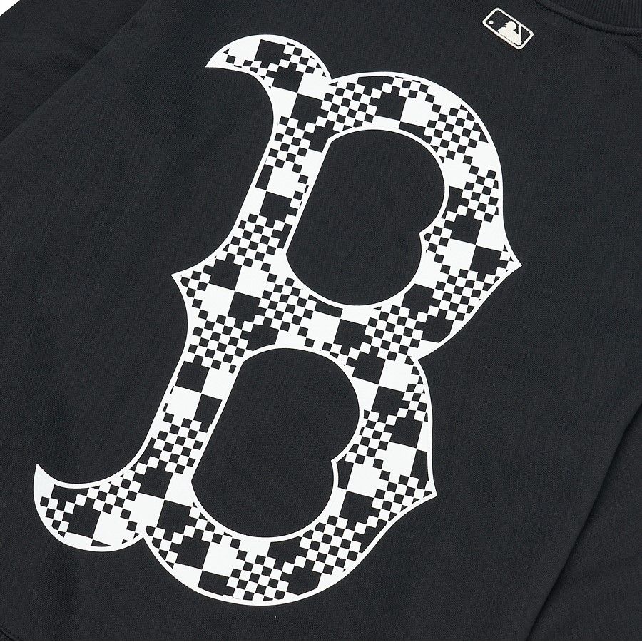  Áo Sweater MLB Korea - Checkerboard Big Logo Overfit Sweatshirts BOSTON REDSOX - 3AMTO0226-43BKS 