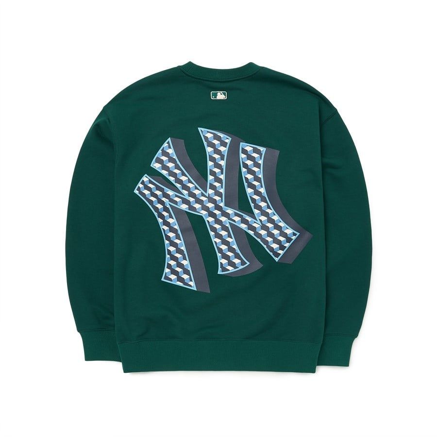  Áo Sweater MLB Korea - Cube MONOGRAM Big Logo Overfit Sweatshirts NEW YORK YANKEES - 3AMTM0624-50GND 