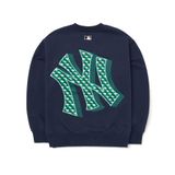  Áo Sweater MLB Korea - Cube MONOGRAM Big Logo Overfit Sweatshirts NEW YORK YANKEES - 3AMTM0624-50NYD 