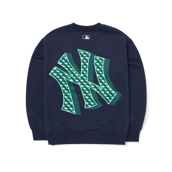  Áo Sweater MLB Korea - Cube MONOGRAM Big Logo Overfit Sweatshirts NEW YORK YANKEES - 3AMTM0624-50NYD 