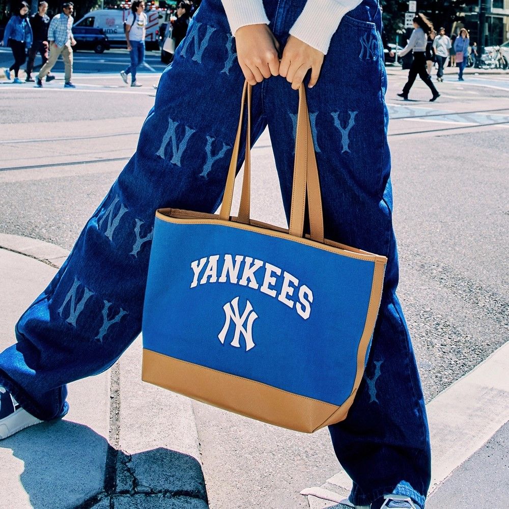 Túi Xách MLB Korea - Varsity Canvas Shopper Bag Ny Yankees Indigo - 3AORL103N-50INS