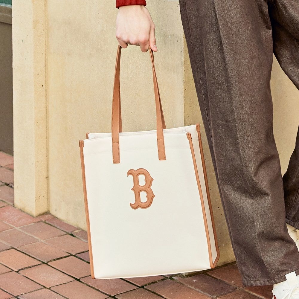 Túi Tote MLB Korea - Basic Canvas Vertical Tote Bag Boston Red Sox Cream - 3AORM033N-43CRS