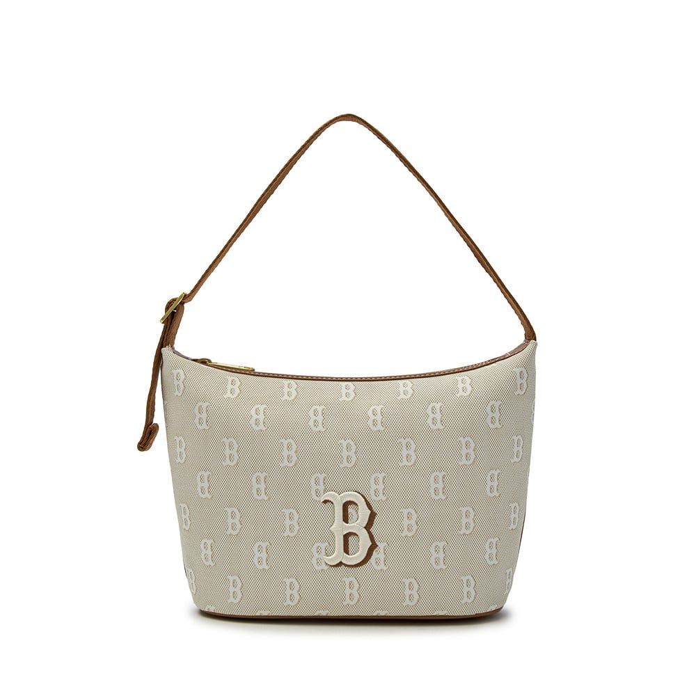 Túi Xách MLB Korea - Classic Mono Jacquard Hobo Bag Boston Red Sox Beige - 3ABQM015N-43BGL
