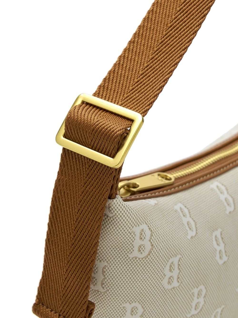Túi Xách MLB Korea - Classic Mono Jacquard Hobo Bag Boston Red Sox Beige - 3ABQM015N-43BGL