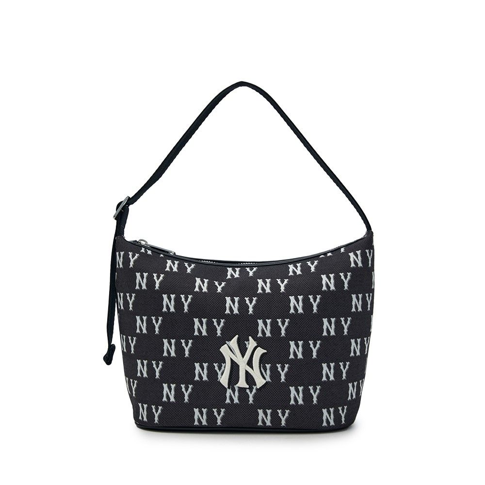 Túi Xách MLB Korea - Classic Mono Jacquard Hobo Bag New York Yankees Black - 3ABQM015N-50BKS