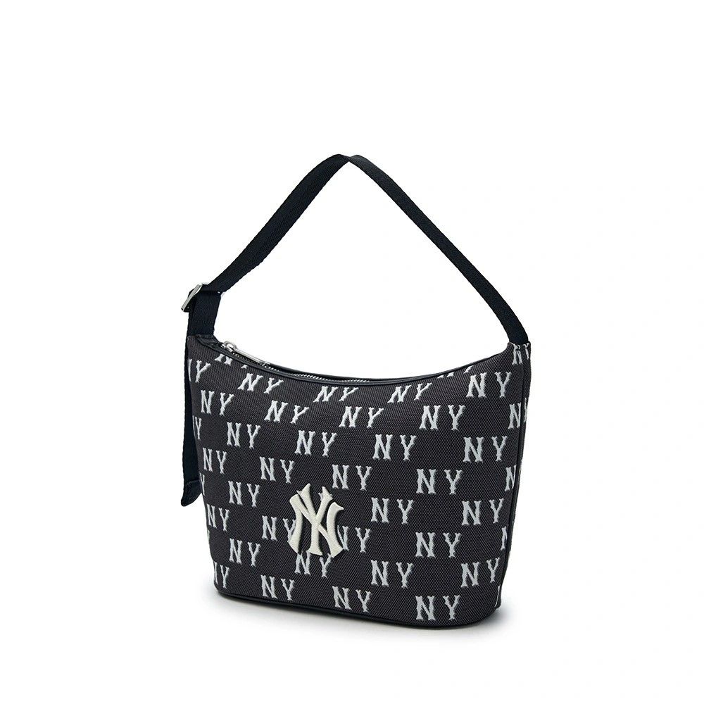 Túi Xách MLB Korea - Classic Mono Jacquard Hobo Bag New York Yankees Black - 3ABQM015N-50BKS