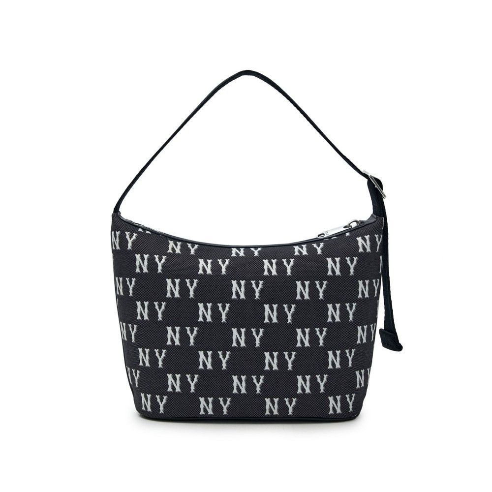 Túi Xách MLB Korea - Classic Mono Jacquard Hobo Bag New York Yankees Black - 3ABQM015N-50BKS