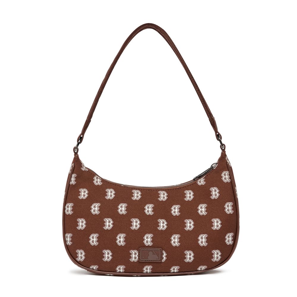  Túi Xách MLB Korea - Classic Monogram Jacquard Hobo Bag Boston Red Sox D.Brown - 3ABQS102N-43BRD 