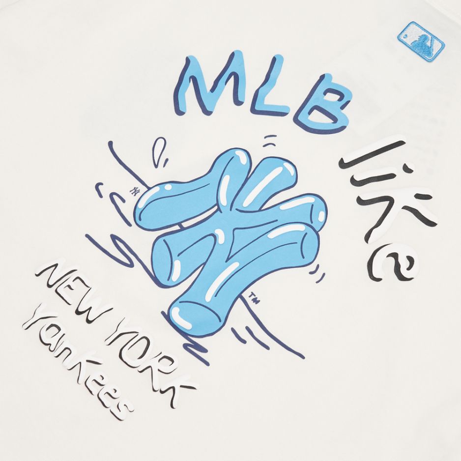  Áo thun MLB -  MLB LIKE BACK LOGO OVERFIT SHORT SLEEVE T-SHIRT NEW YORK YANKEES - 3ATSL1023-50IVS 