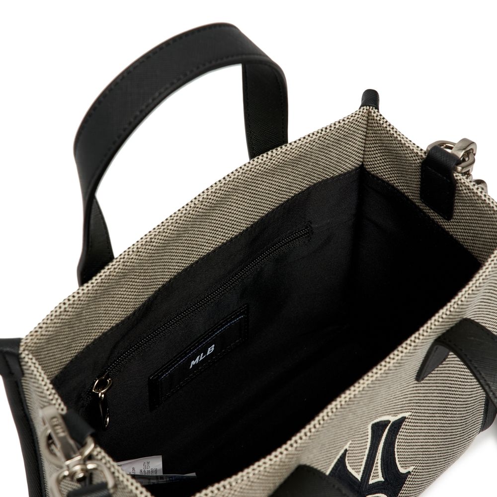  Túi MLB Korea -  Basic Big Logo Canvas Small Tote Bag New York Yankees Black - 3AORS062N-50BKS 