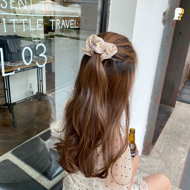 Thun cột tóc vải Cotton caro 2 màu
