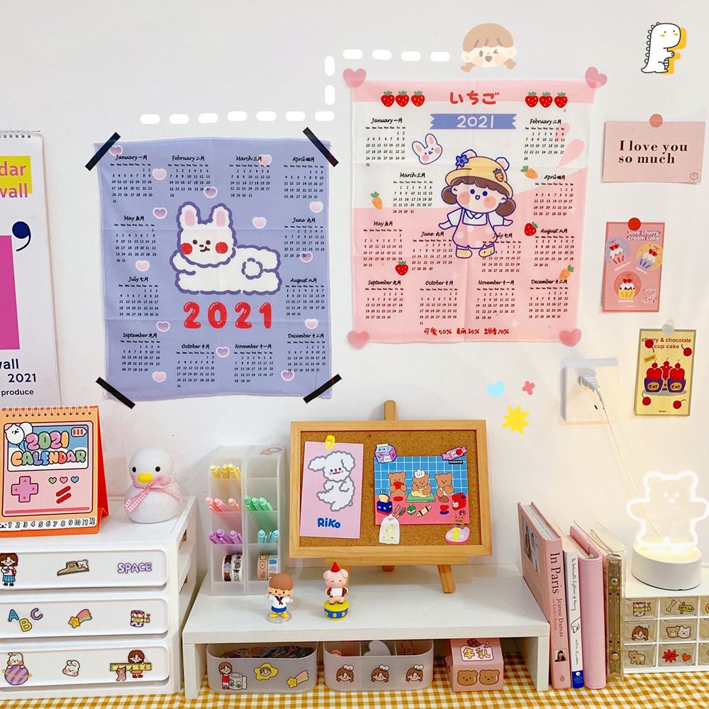 Lịch vải 2021 Korea kèm sticker