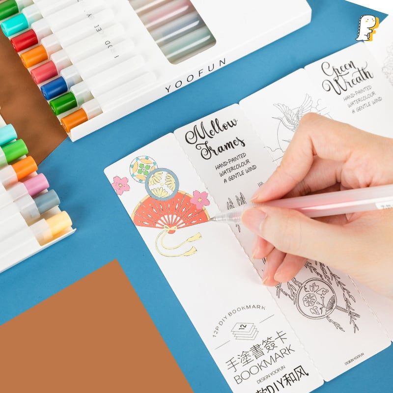 Set 9 bút gel màu Yoofun kèm bookmark