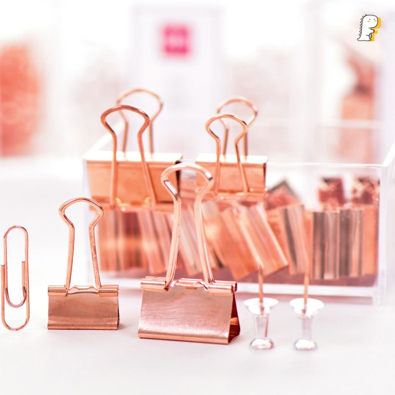 Set mix kẹp ghim Rose Gold Deli hộp vuông