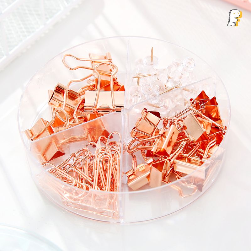 Set mix kẹp ghim Rose Gold Deli hộp tròn