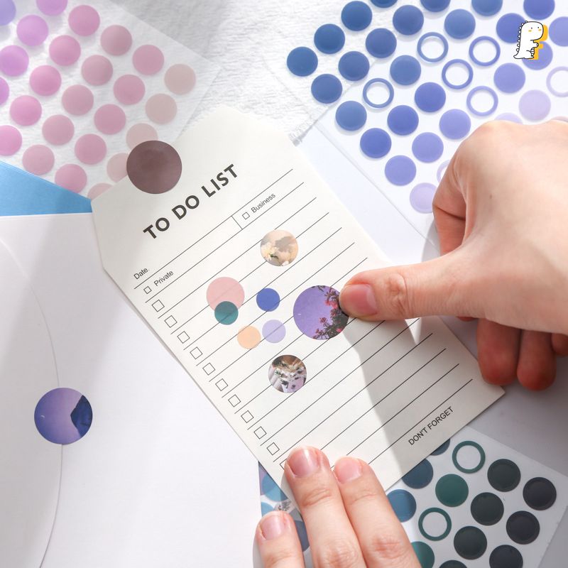 Set 3 miếng sticker tròn theo tone màu