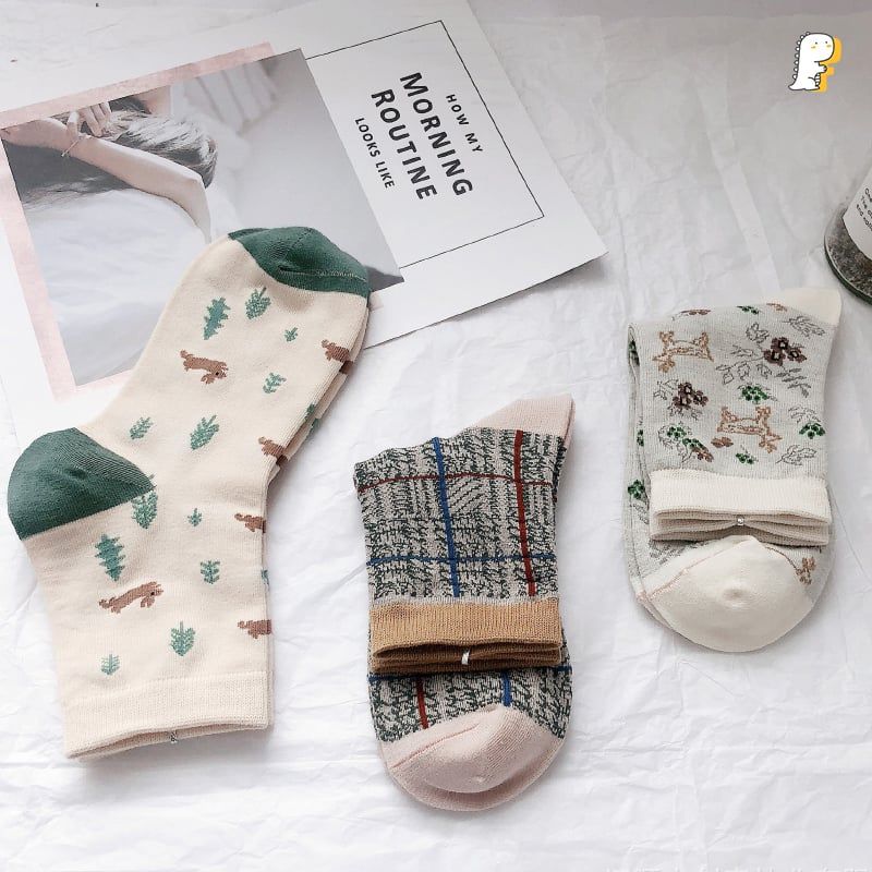 Tất vớ cổ trung Họa tiết Mùa đông