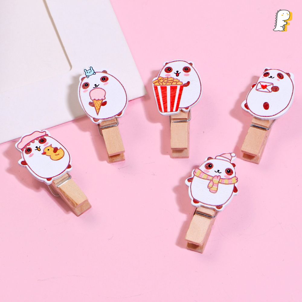 Set kẹp gỗ 10 cái Gấu popcorn