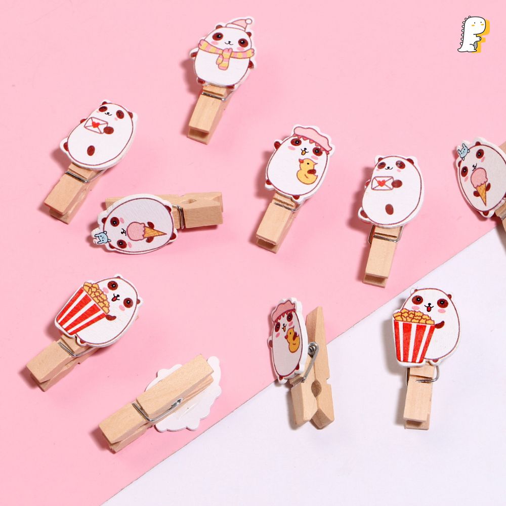 Set kẹp gỗ 10 cái Gấu popcorn