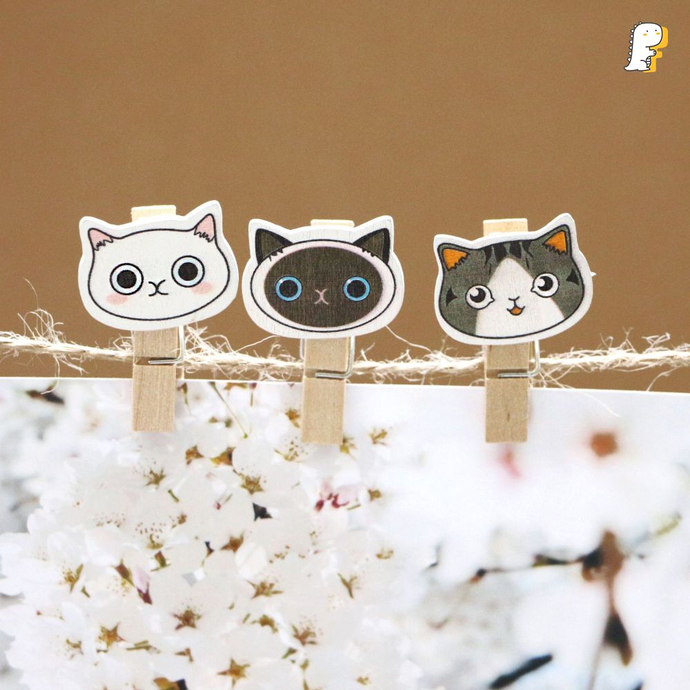 Set kẹp gỗ 10 cái Đầu mèo