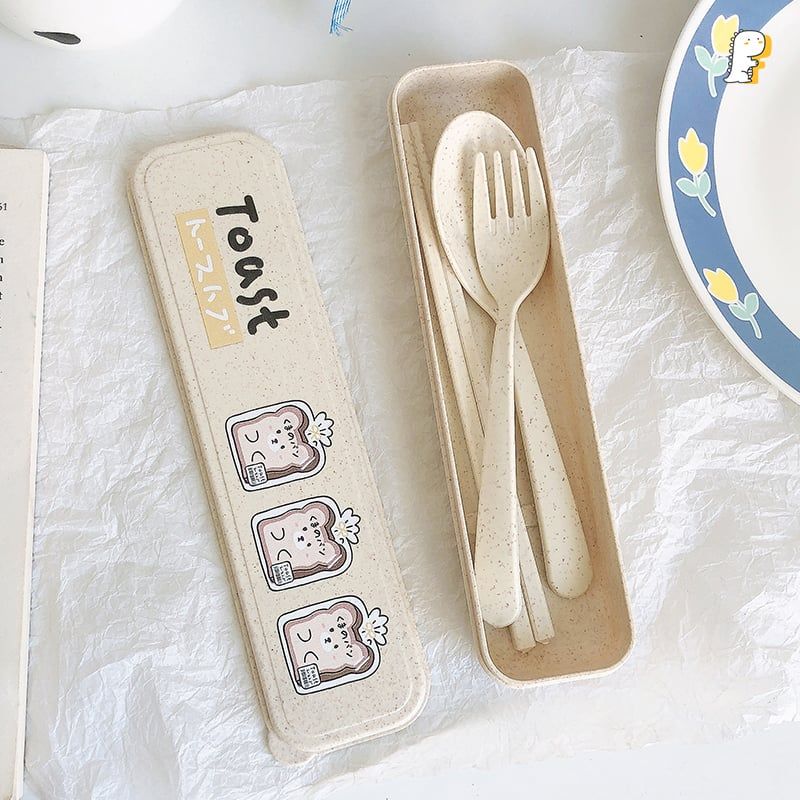 Set muỗng đũa nĩa lúa mạch Cô bé