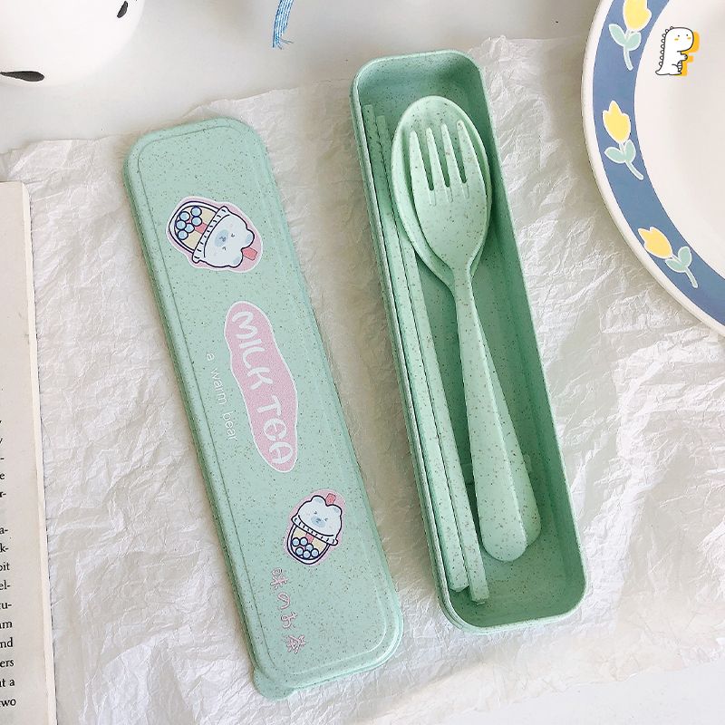 Set muỗng đũa nĩa lúa mạch Cô bé