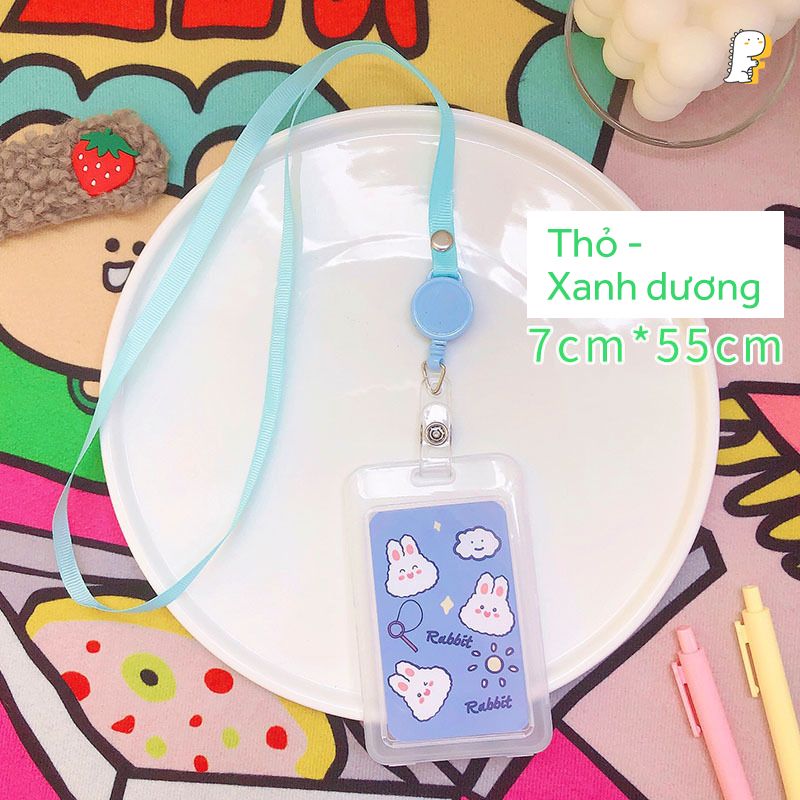 Dây đeo thẻ Cô bé và thỏ trắng