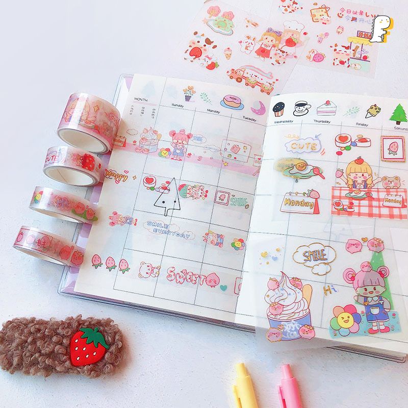 Set sticker và băng keo trang trí hoạt hình