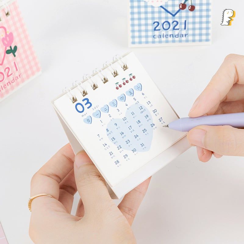 Lịch vuông mini 2021 bìa kẻ sọc