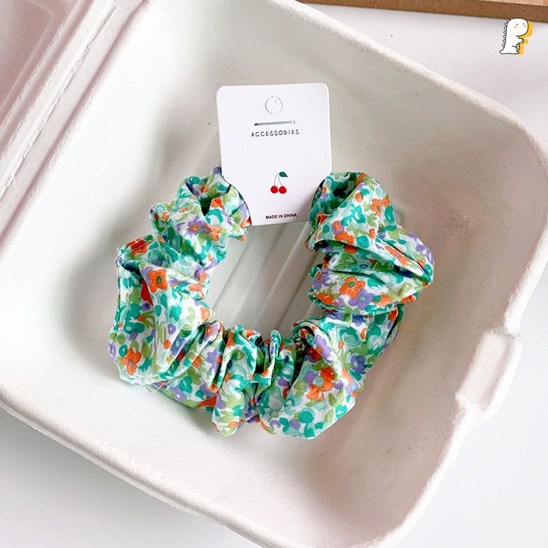 Thun cột tóc vải cotton mix hoa