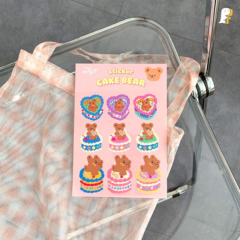 Sticker Cake bear chống nước PVC