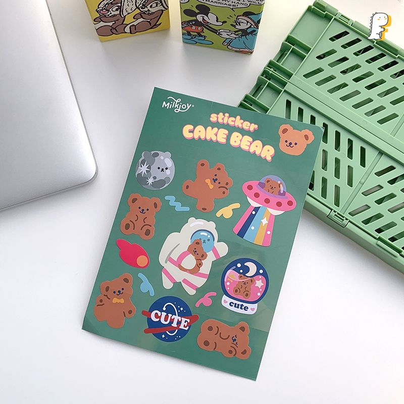 Sticker Cake bear chống nước PVC