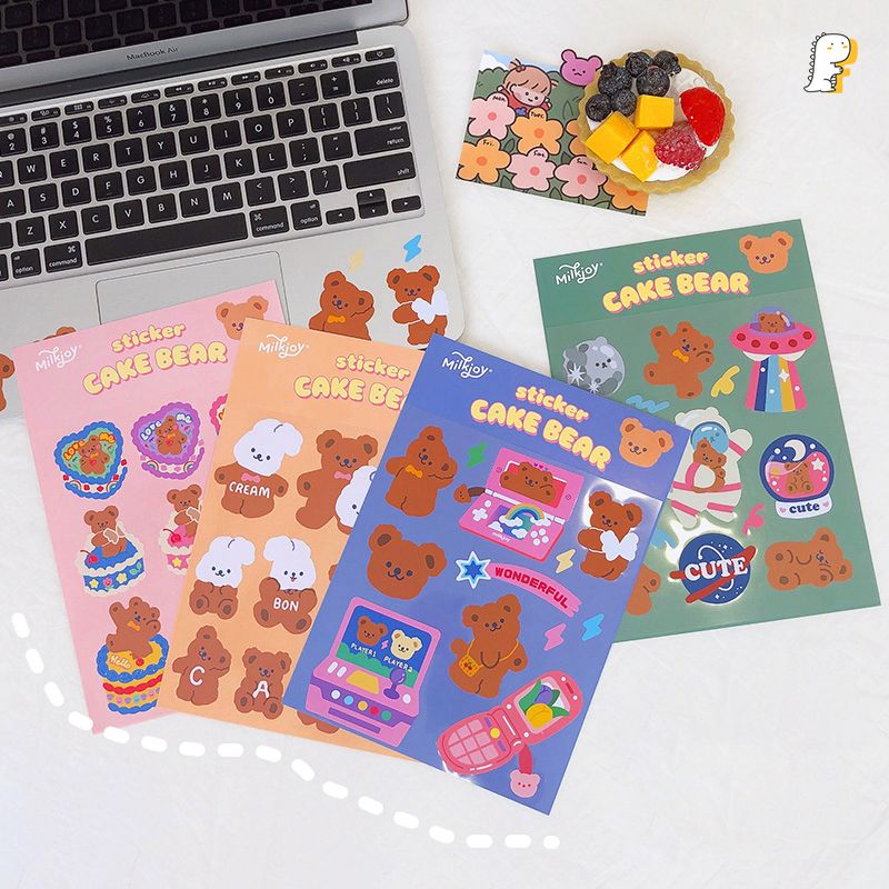 Sticker Cake bear chống nước PVC