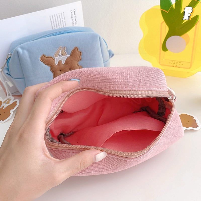 Túi vải kéo khoá Gấu nâu