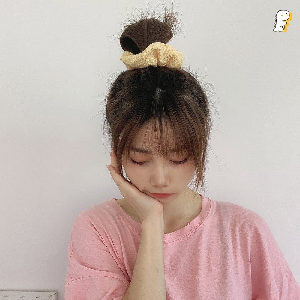 Scrunchies thun cột vải len móc