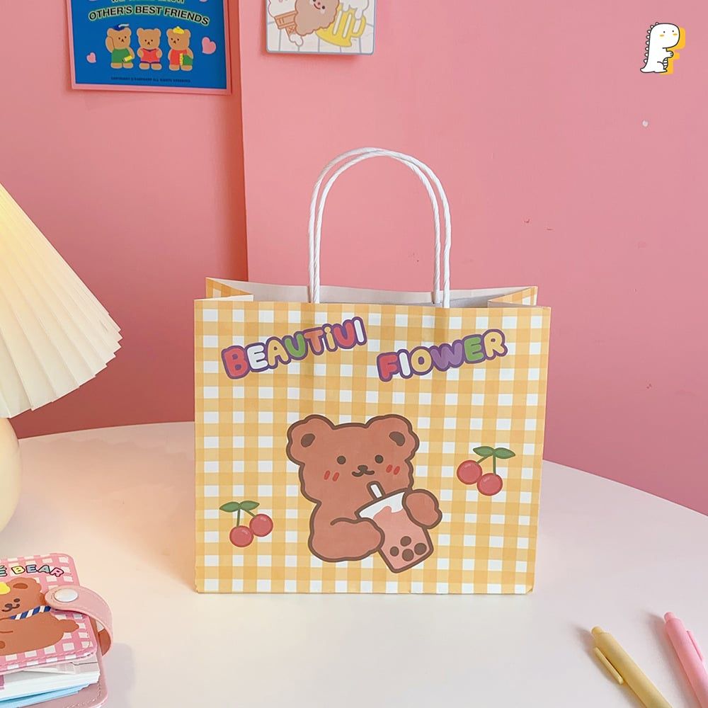Túi giấy nền kẻ caro Korea