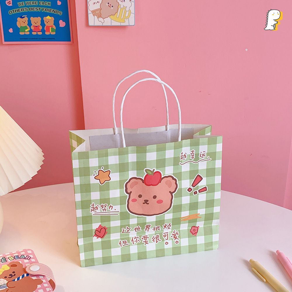 Túi giấy nền kẻ caro Korea
