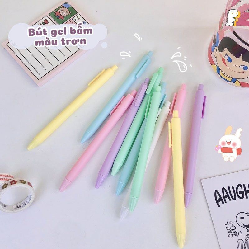Bút gel bấm màu trơn