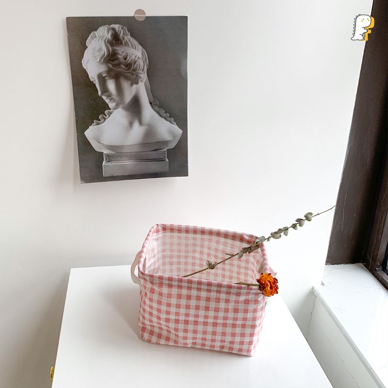 Giỏ vải caro hồng