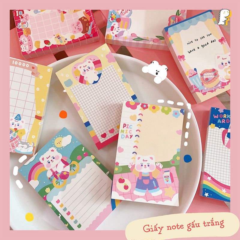 Giấy note Gấu trắng Korea mẫu mới