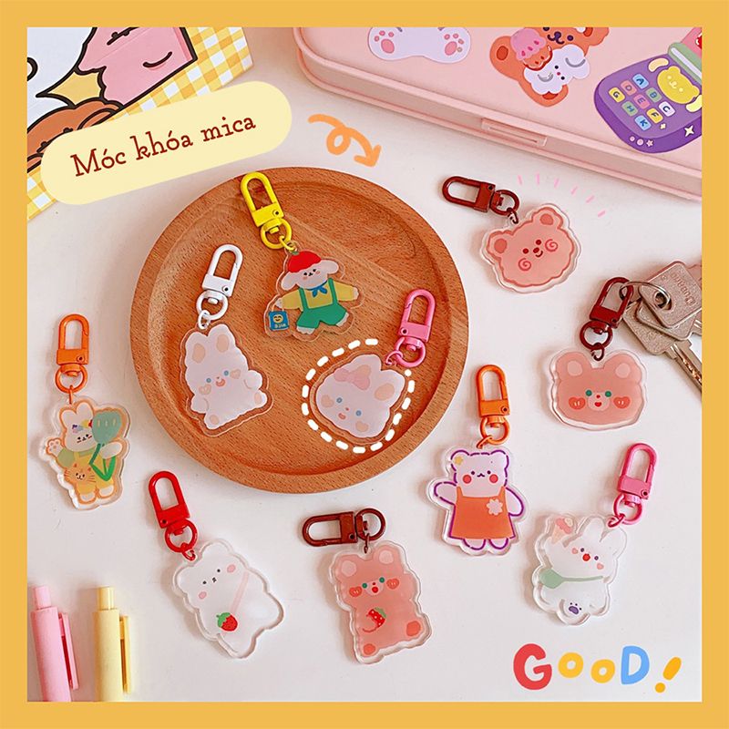 Móc khóa mica Hoạt hình móc sơn màu