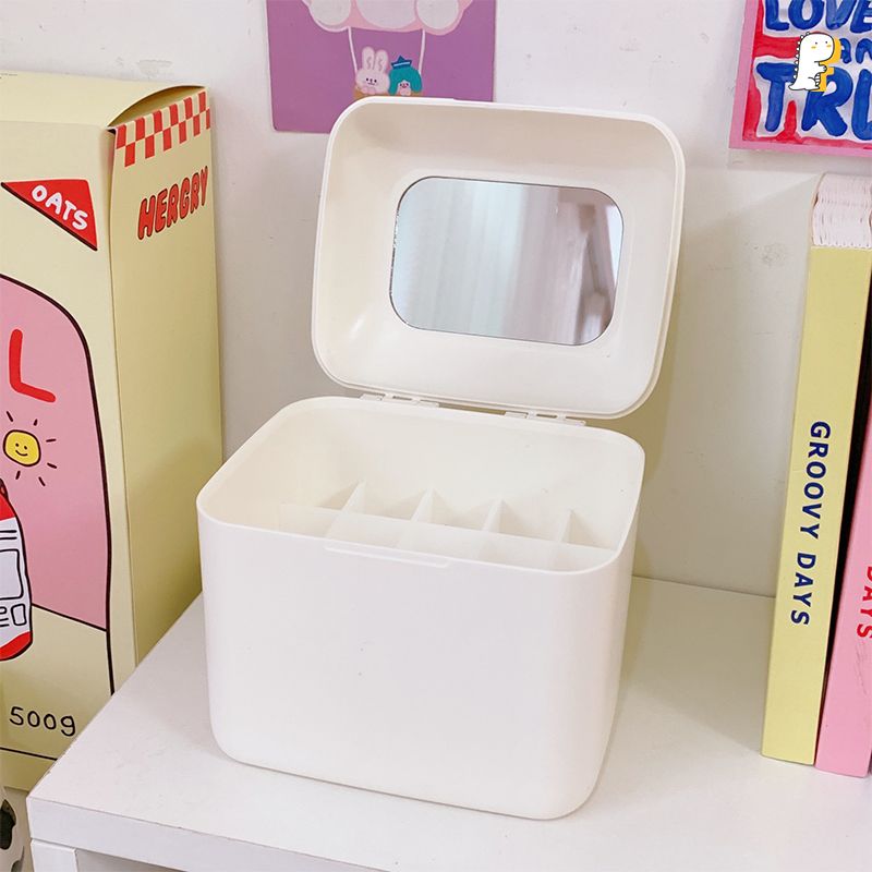 Hộp nhựa đa năng có gương Korea kèm sticker