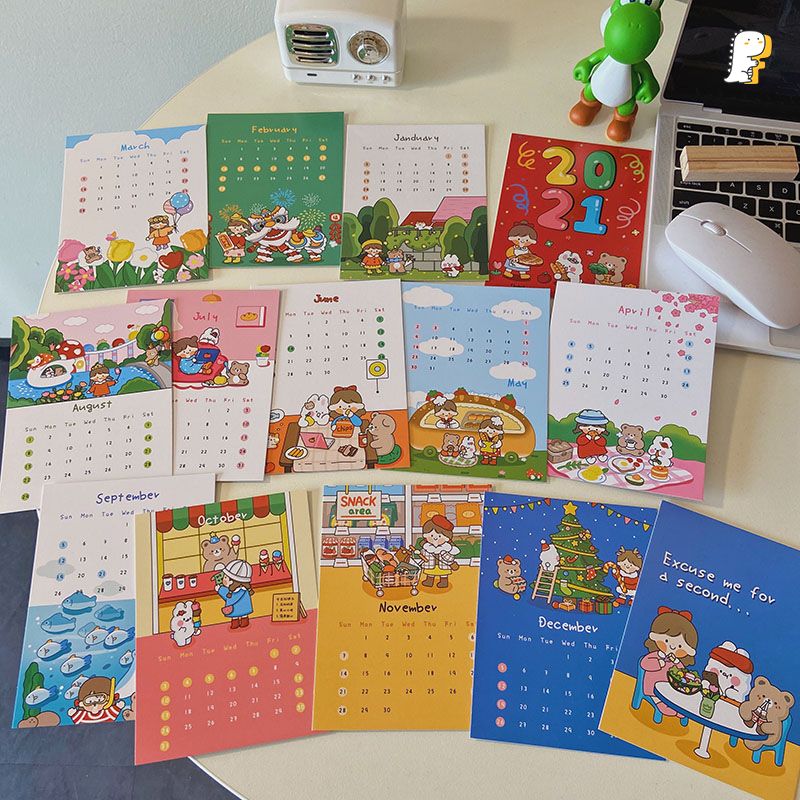 Lịch postcard thỏ Meaterball and Friends 2021