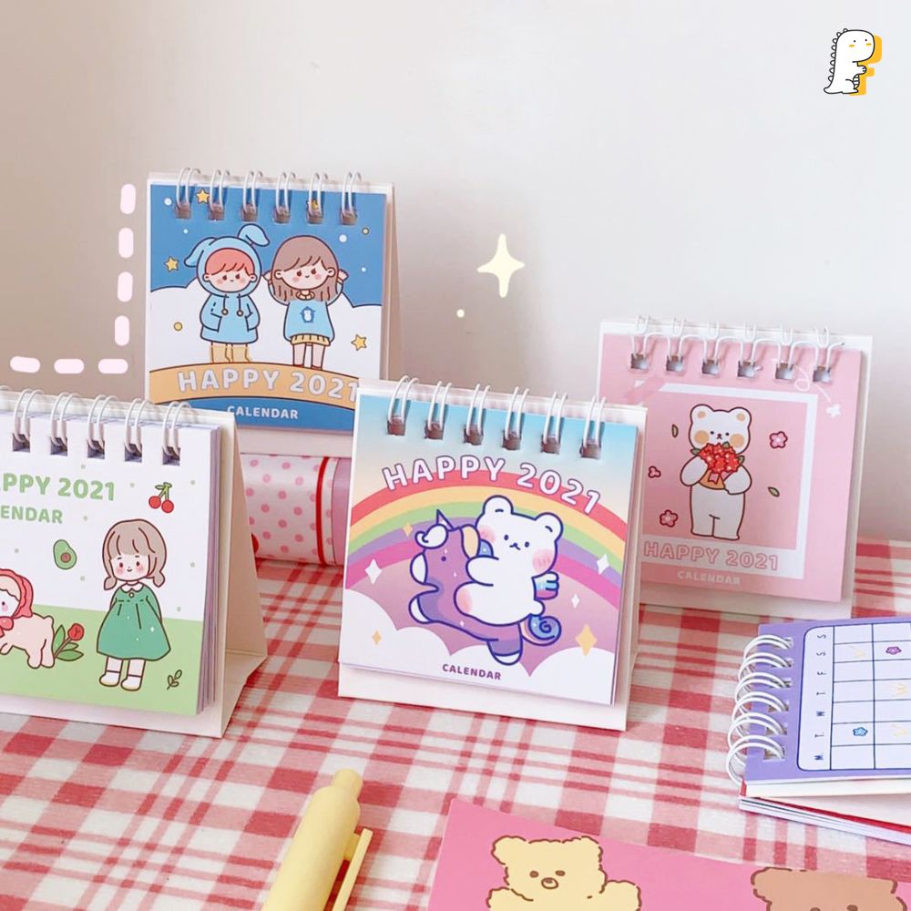 Lịch vuông mini để bàn Happy 2021