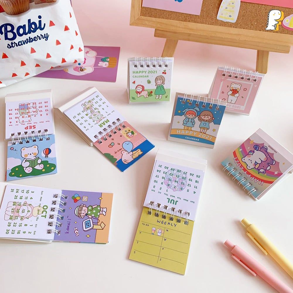 Lịch vuông mini để bàn Happy 2021