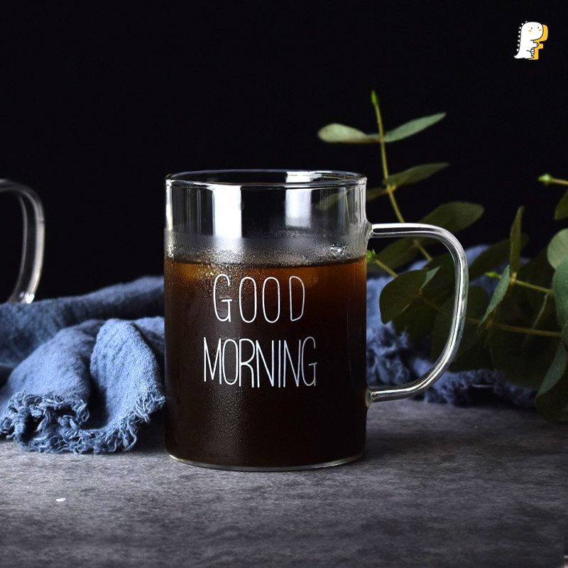 Cốc thủy tinh có quai Good Morning