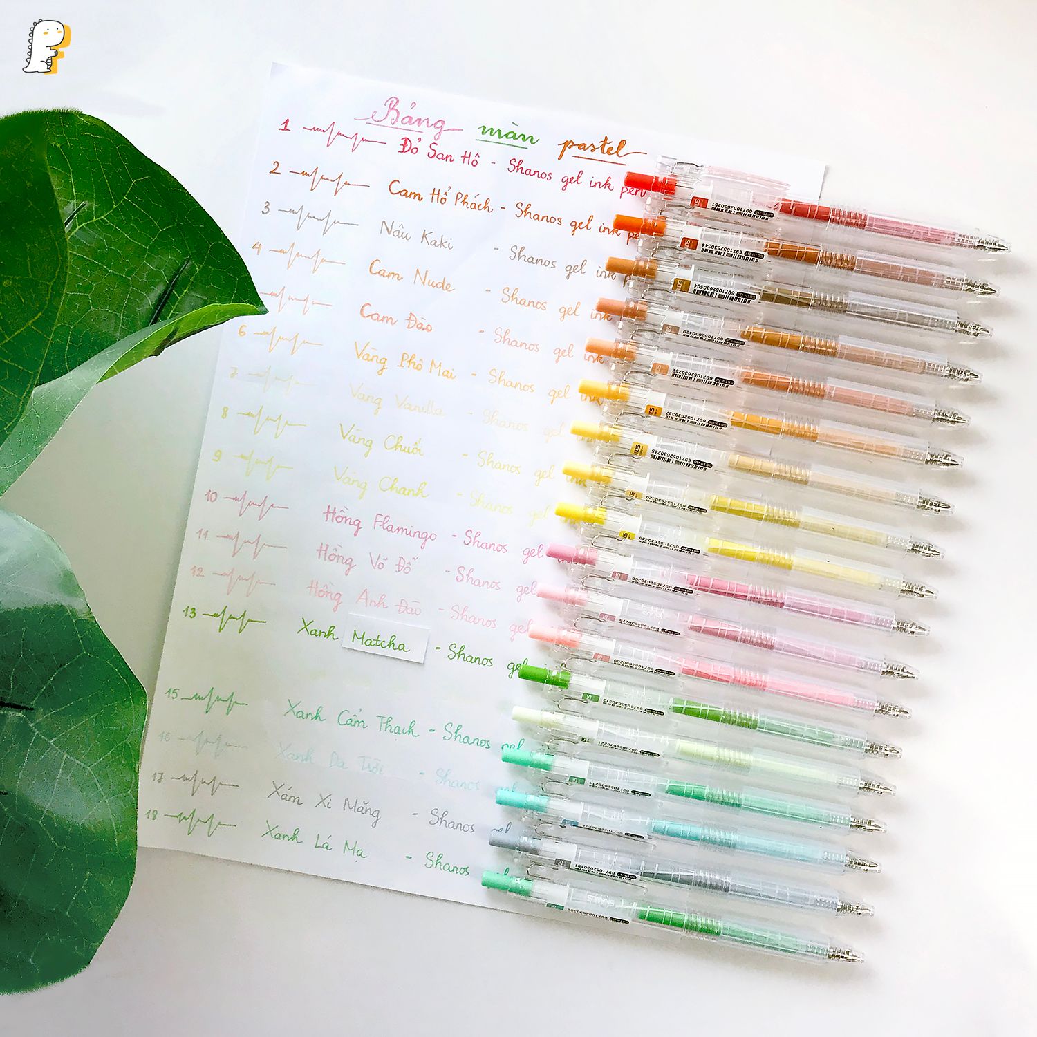 Bút gel màu Shanos bảng màu Pastel