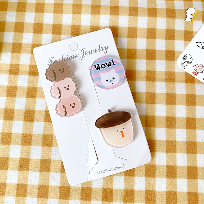 Set 3 ghim cài Hoạt hình