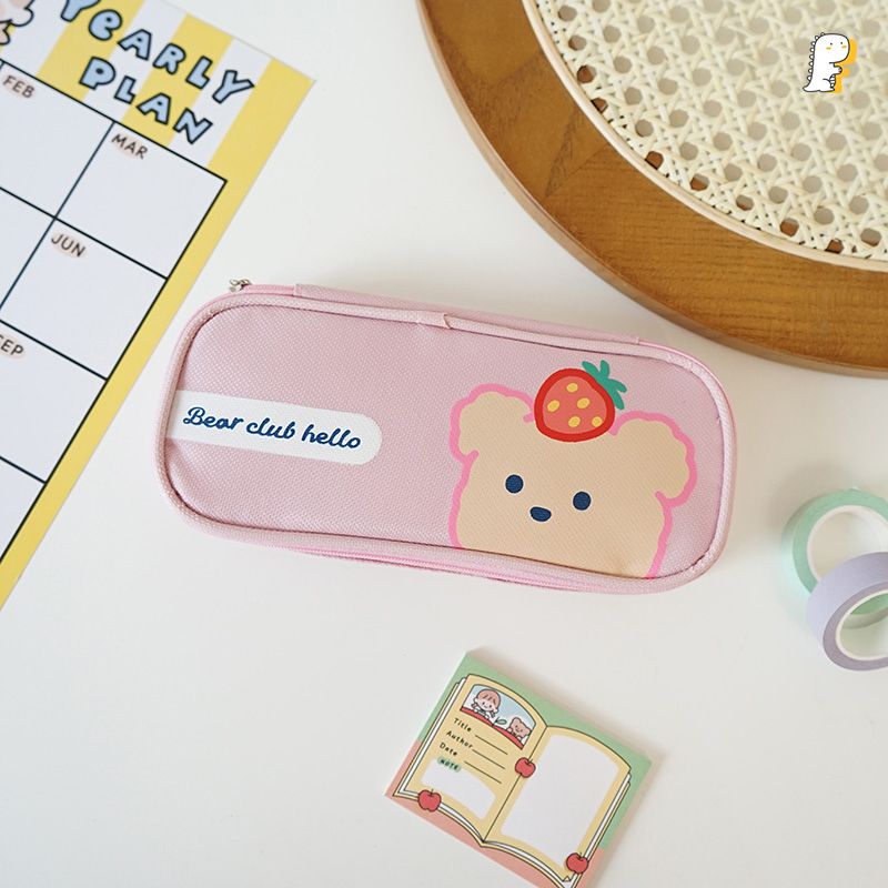Túi bút vải Bear Club hello