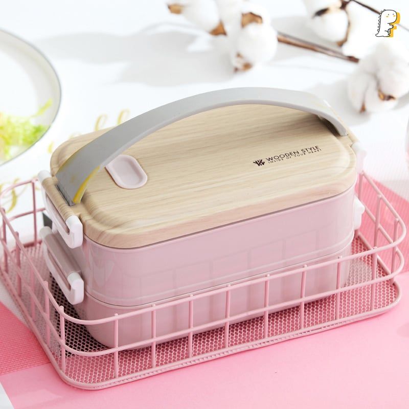 Hộp cơm wooden 2 tầng inox cao cấp
